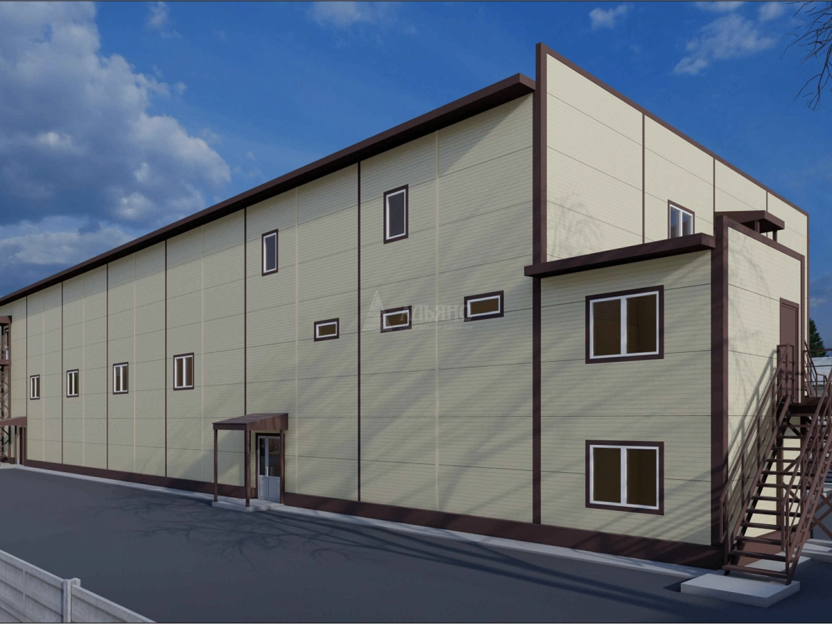 3D визуализация Цех с АБК из сэндвич-панелей - фото 3