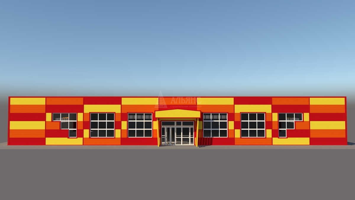 3D визуализация Торговый центр из сэндвич-панелей - фото 1